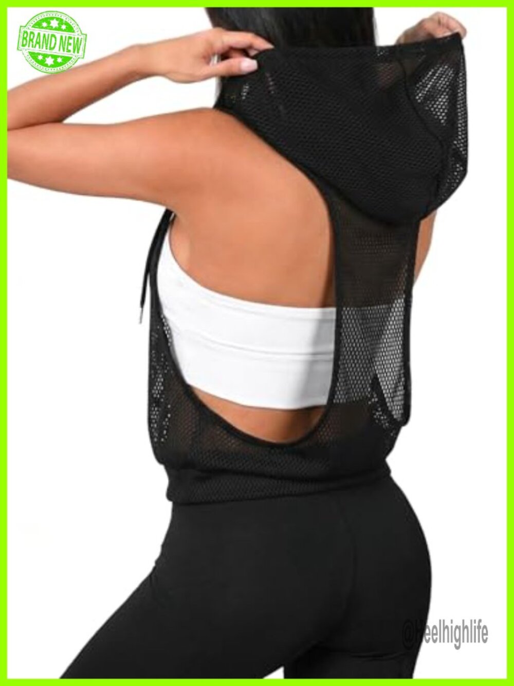 Racerback Sleeveless Hooded Crop Tank Top Workout Athletic